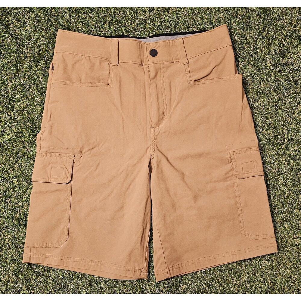 Orvis Country Nylon Stretch Cargo Shorts Brown Camp Hiking Mens Size 32